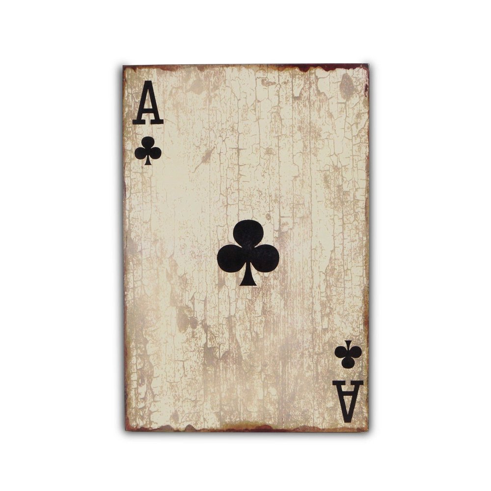 24" X 15" Off White Ace of Clubs Wood Wall Decor