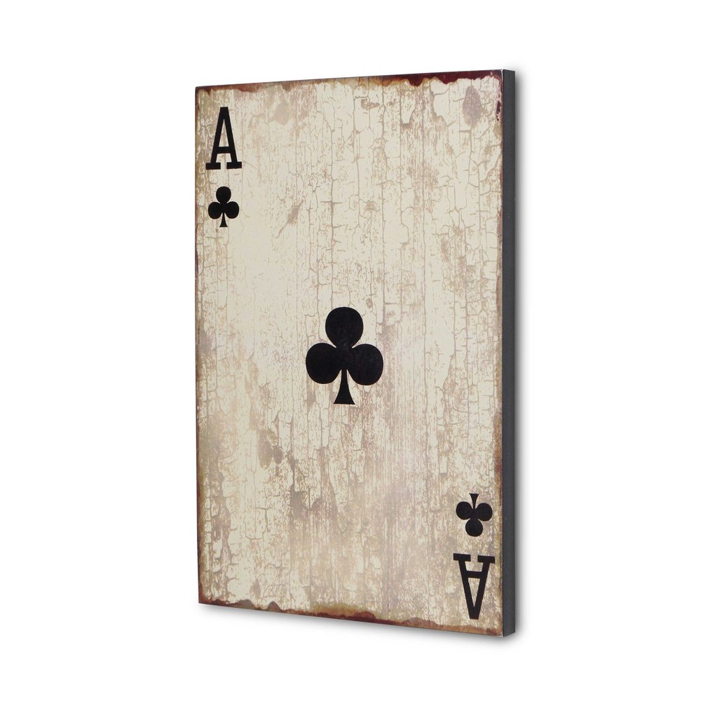 24" X 15" Off White Ace of Clubs Wood Wall Decor