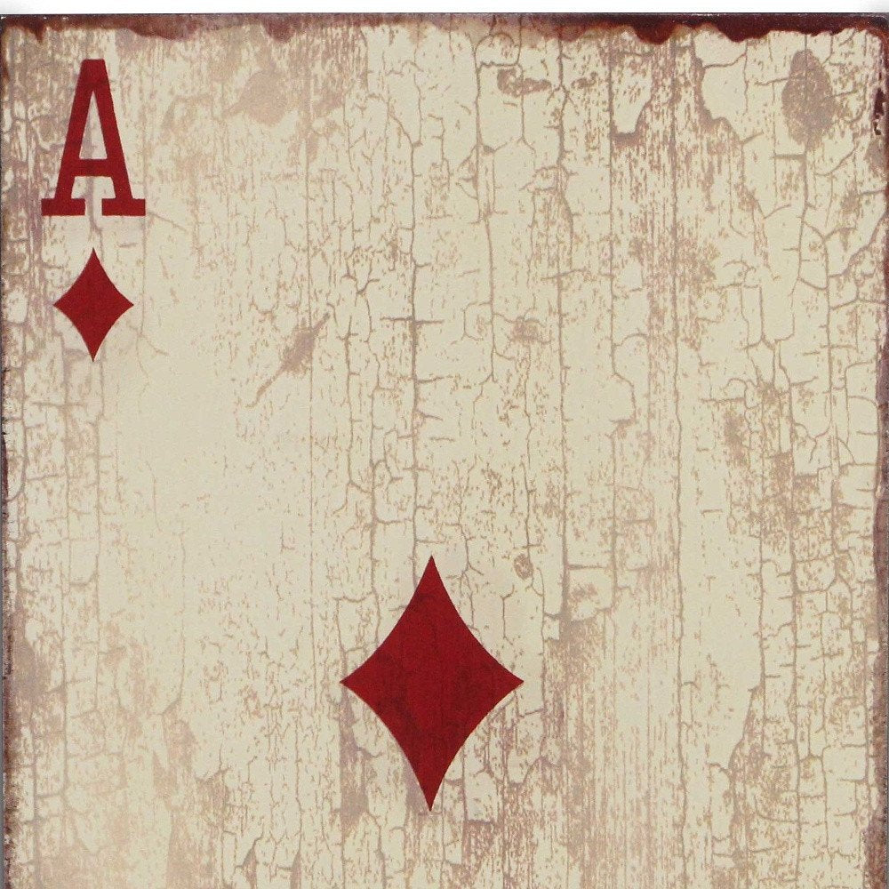24" X 15" Off White Ace Of Diamonds Wood Wall Decor