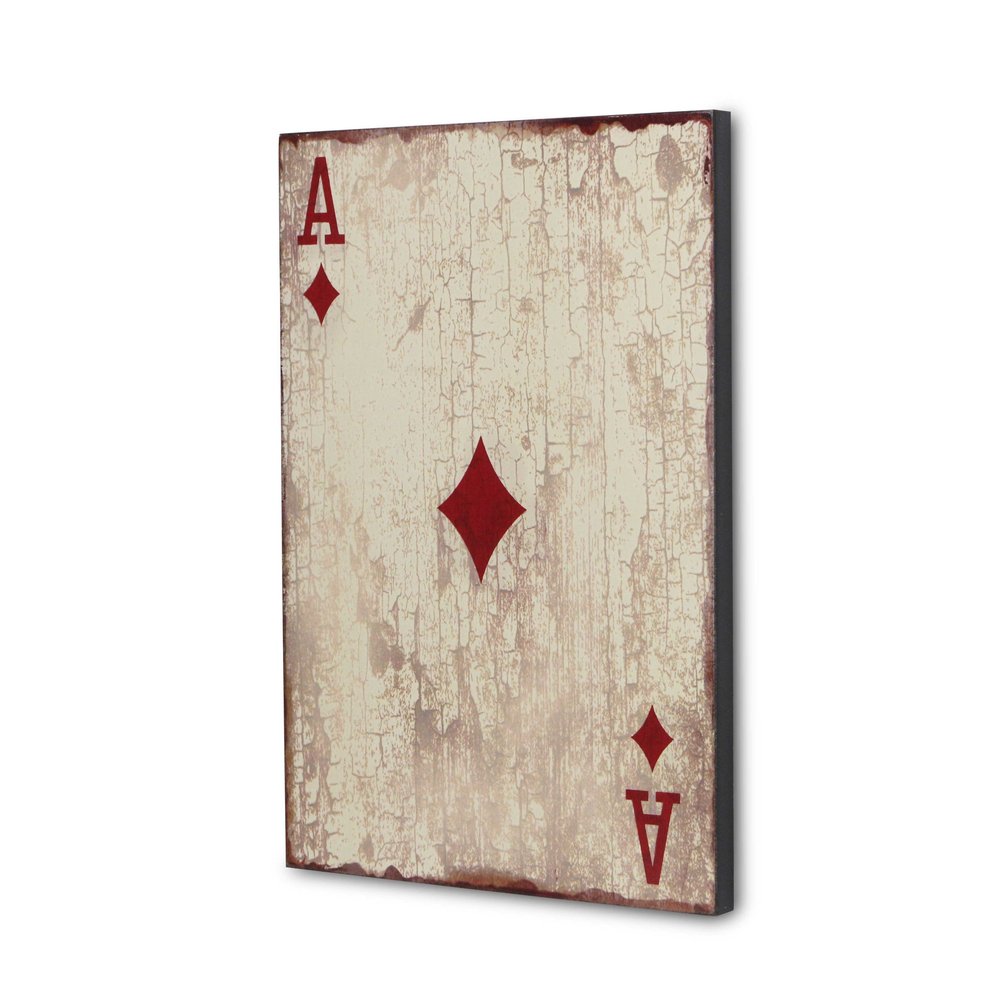 24" X 15" Off White Ace Of Diamonds Wood Wall Decor