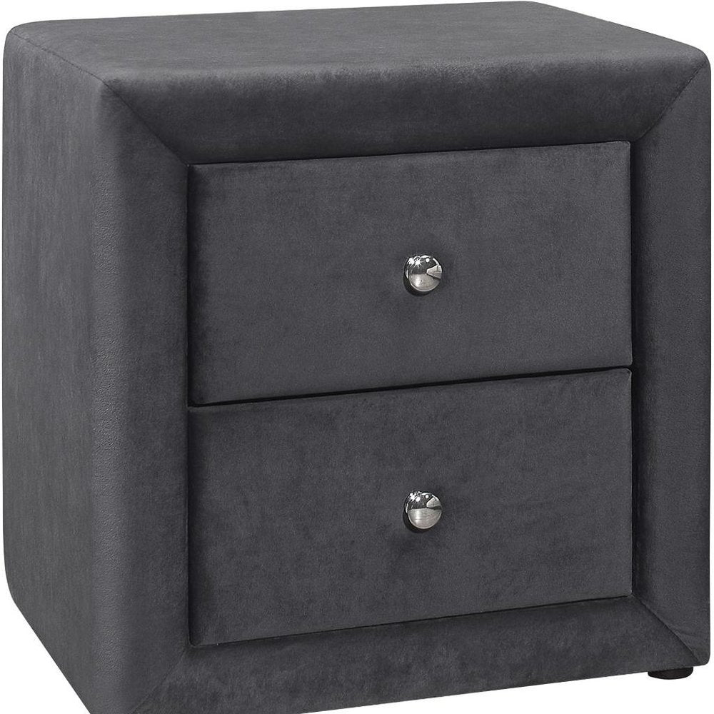 21" Dark Gray Wood Two Drawer Nightstand