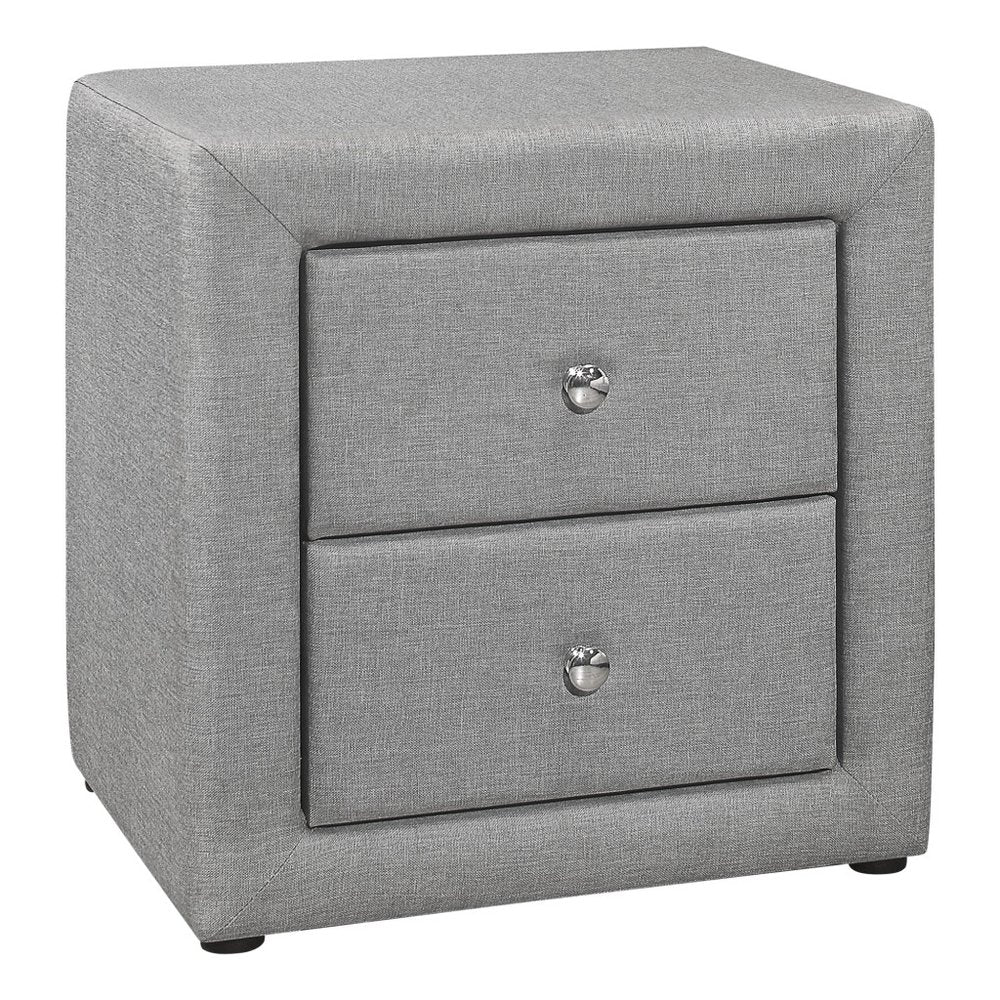 21" Gray Wood Two Drawer Nightstand