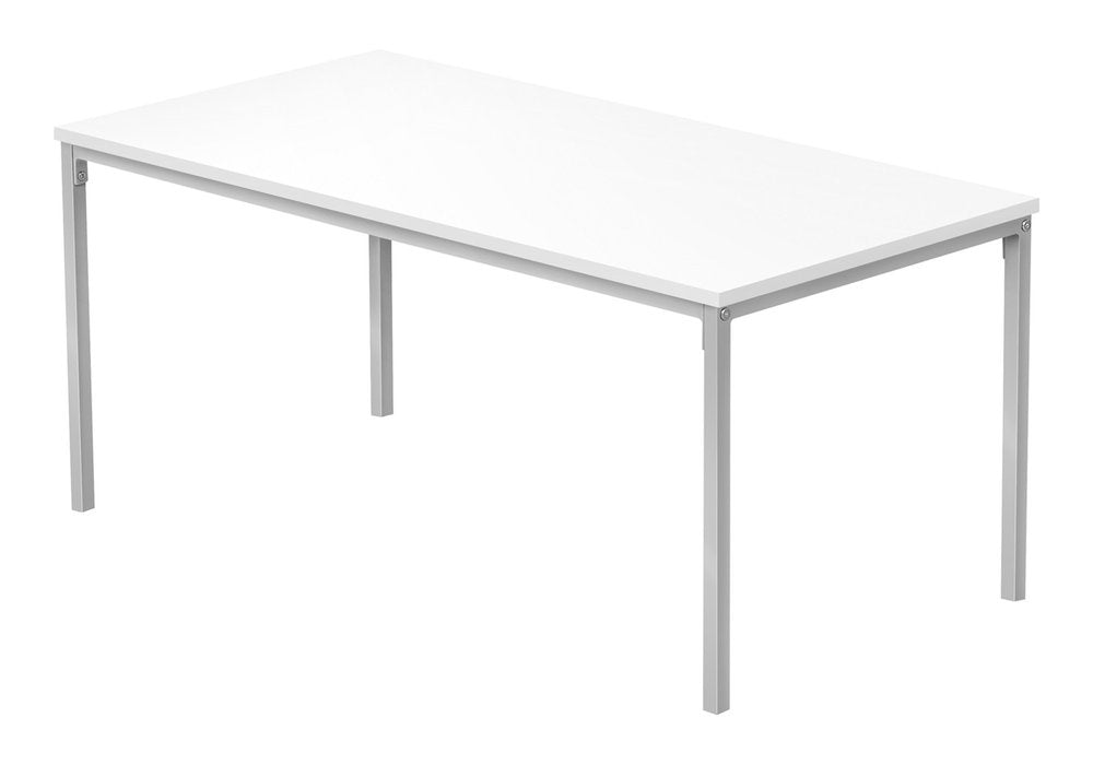 40" White And Silver Metal Coffee Table