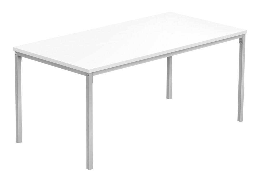 40" White And Silver Metal Coffee Table