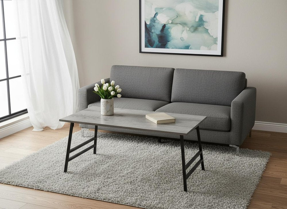 40" Gray And Black Metal Coffee Table