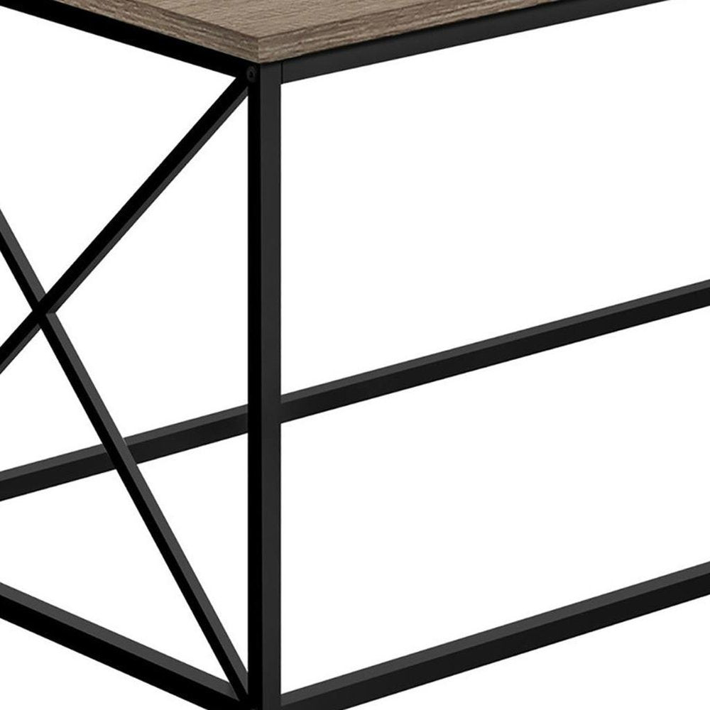 41" Taupe And Black Metal Coffee Table