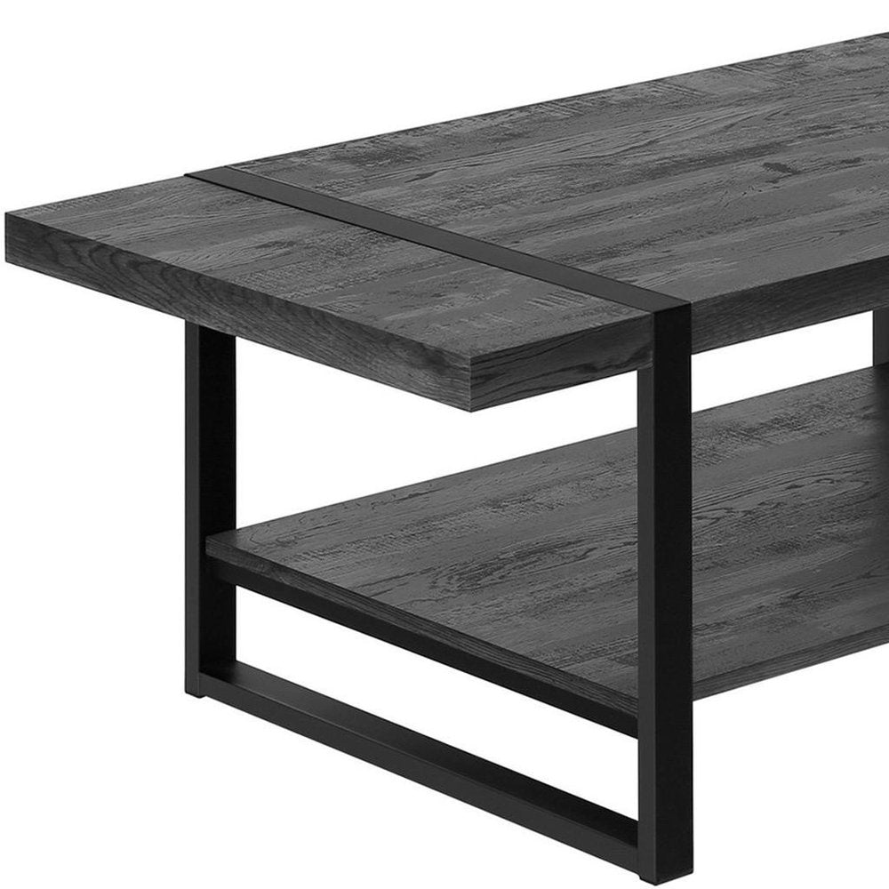 47" Black Coffee Table With Shelf