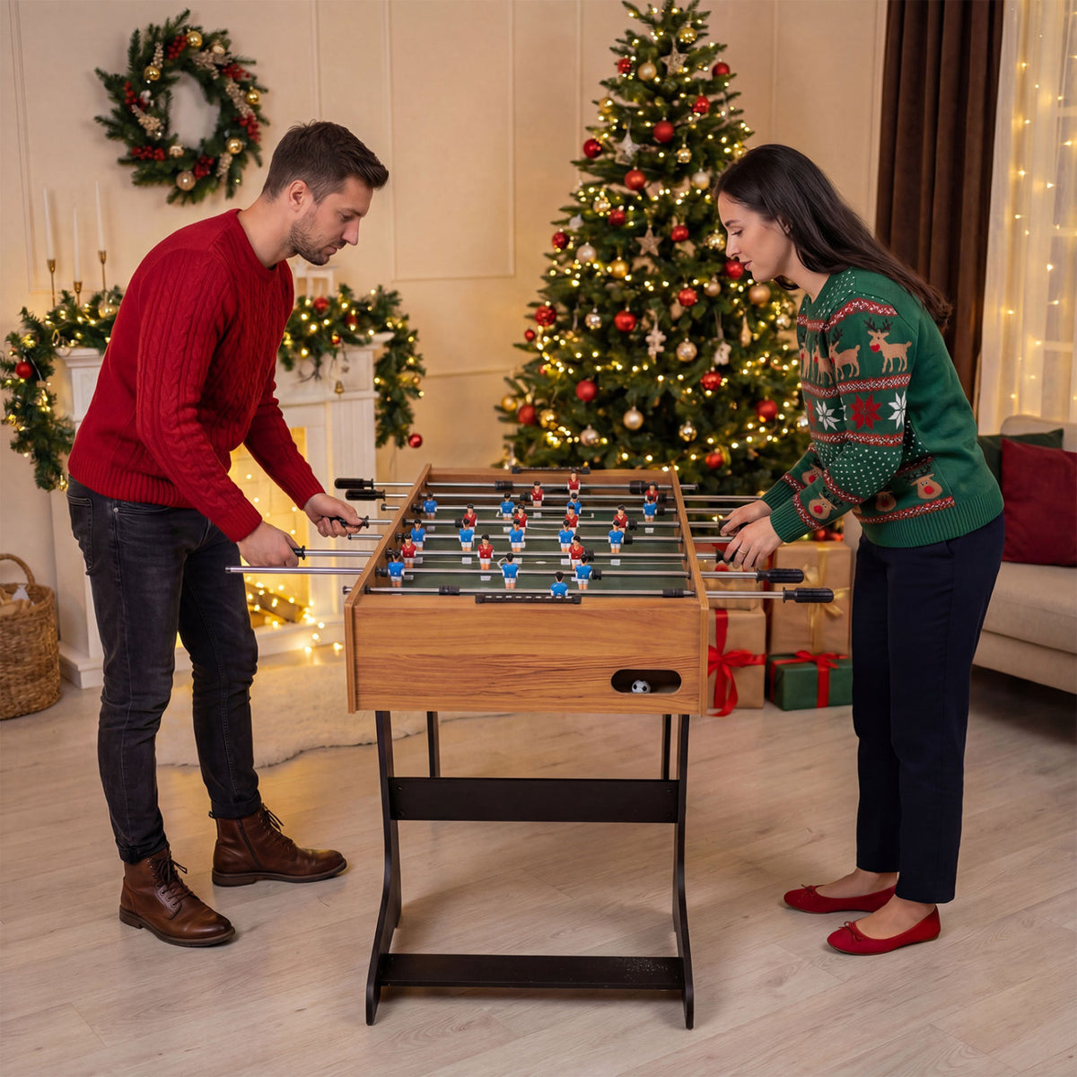 48 Inch Folding Full Competition Size Soccer Table-Natural