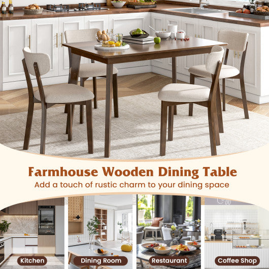 48 Inch Wooden Dining Table with Rubber Wood Legs for 4 People-Brown
