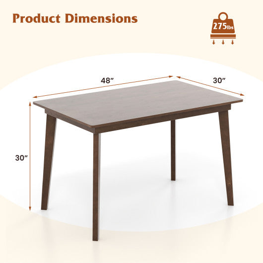 48 Inch Wooden Dining Table with Rubber Wood Legs for 4 People-Brown