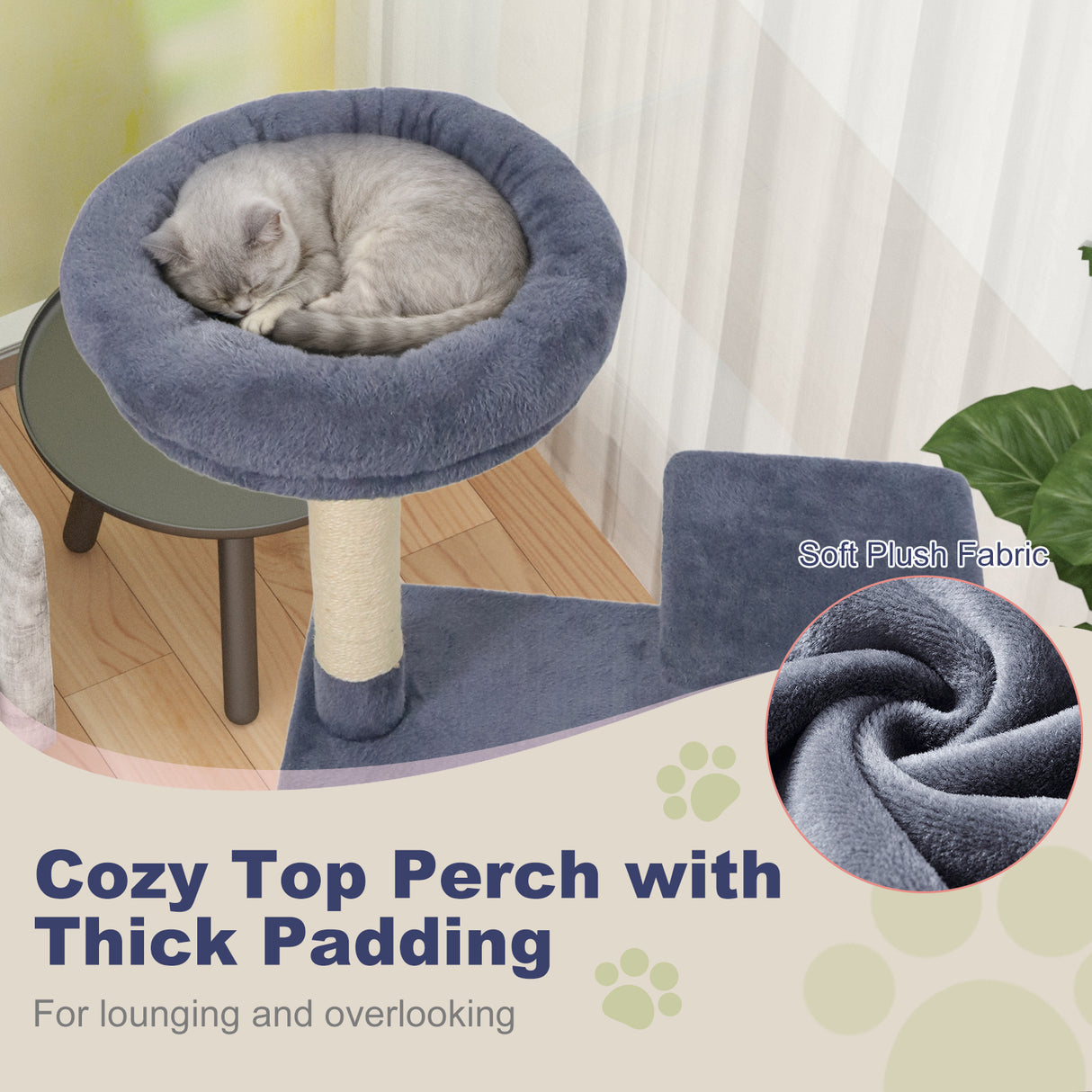 48 Inches Tall Cat Tree Multi-Level Kitten Tower with Large Condo Padded Top Perch-Grey