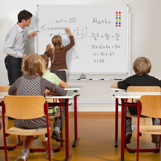 48 x 36 Inches Rolling Double-Sided Whiteboard with Magnetic Surface-White