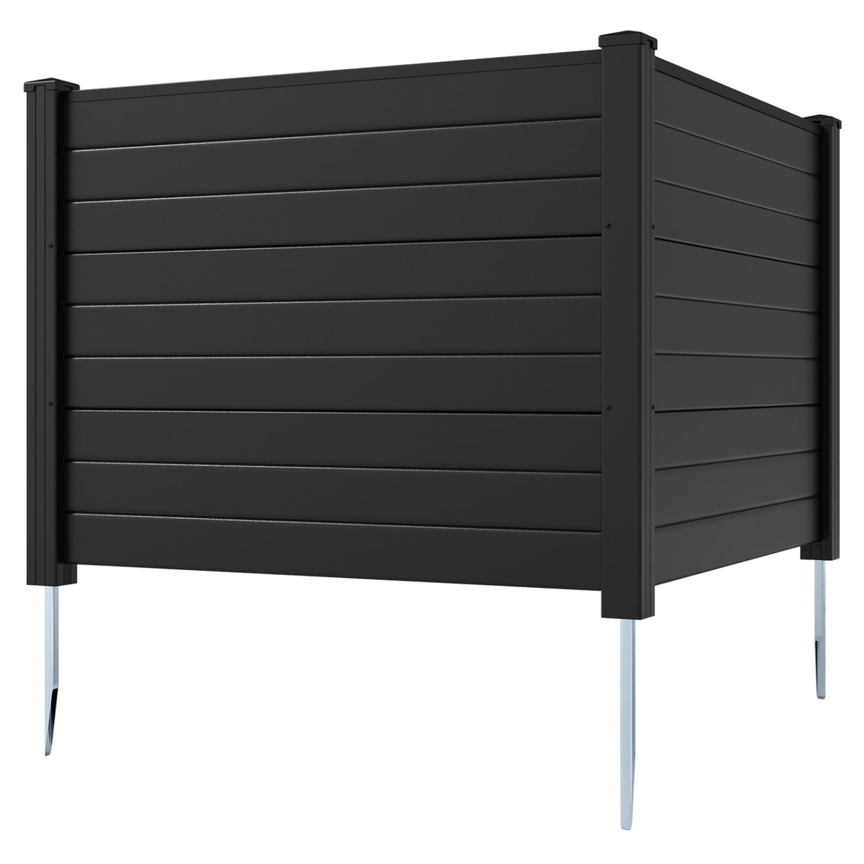 48 x 38 Inch Air Conditioner Fence 3 Panels with Metal Ground Stakes for Patio Backyard-Black