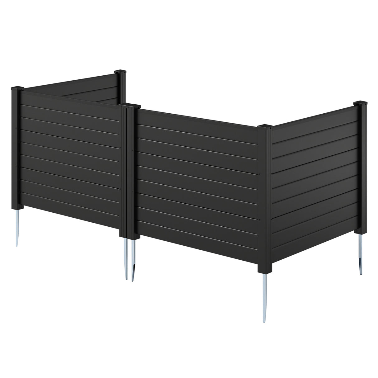 48 x 38 Inch Air Conditioner Fence 3 Panels with Metal Ground Stakes for Patio Backyard-Black