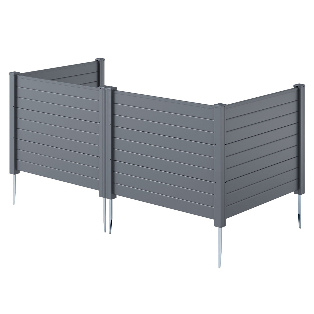48 x 38 Inch Air Conditioner Fence 3 Panels with Metal Ground Stakes for Patio Backyard-Gray