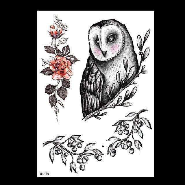 49 Sheets Waterproof Temporary Black Sketches Flowers Tattoo Stickers Flower Rose Tattoos For Women Adults