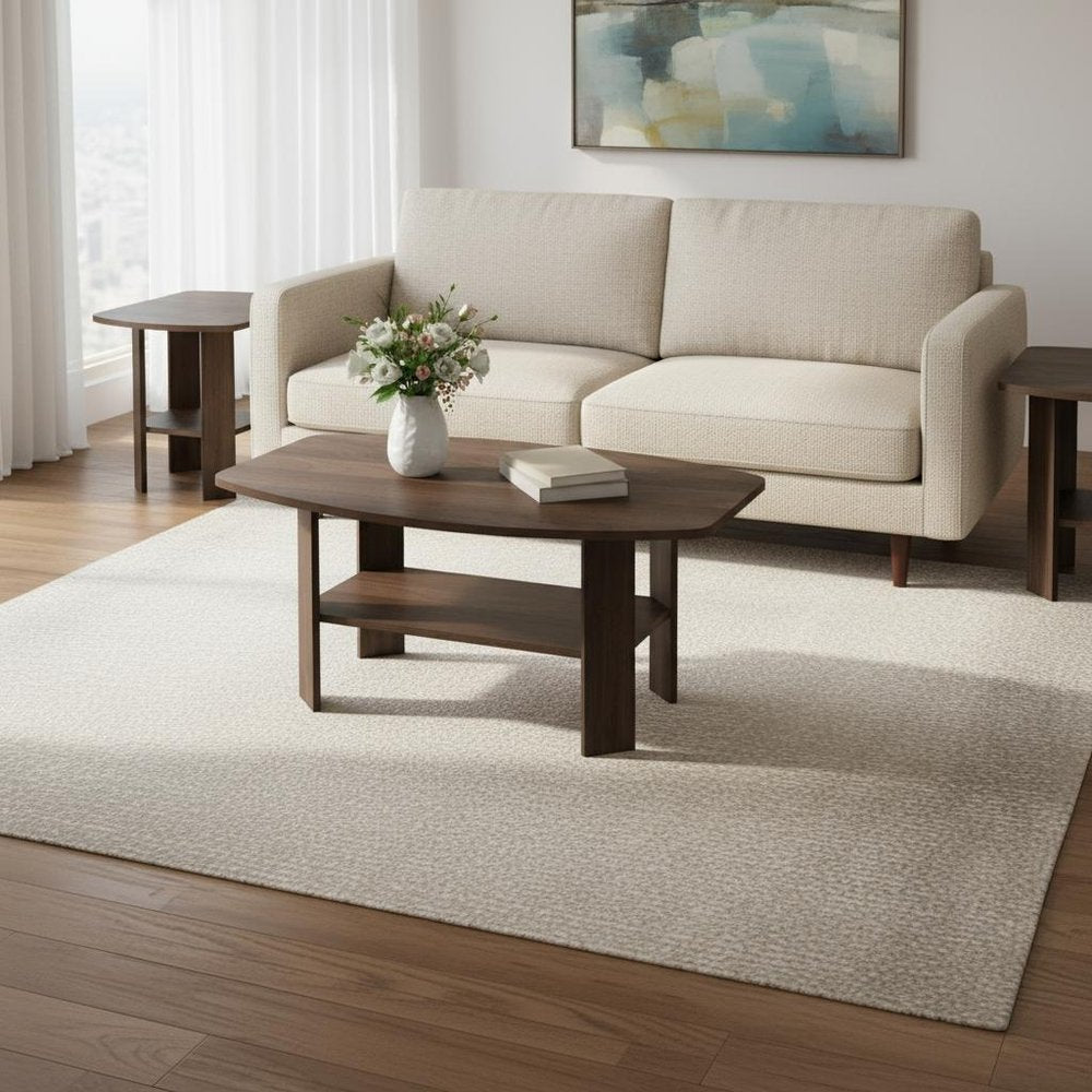 Set of Three 36" Espresso Coffee Table With Three Shelves
