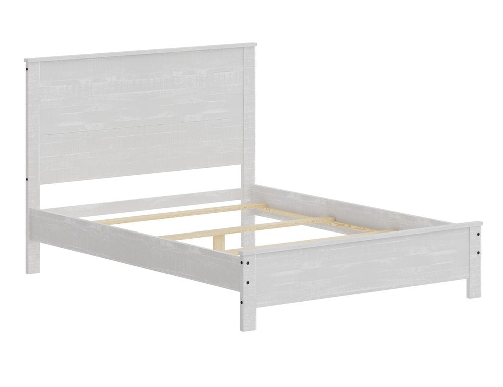 White Shiplap Texture Distressed Solid Wood Twin Bed Frame