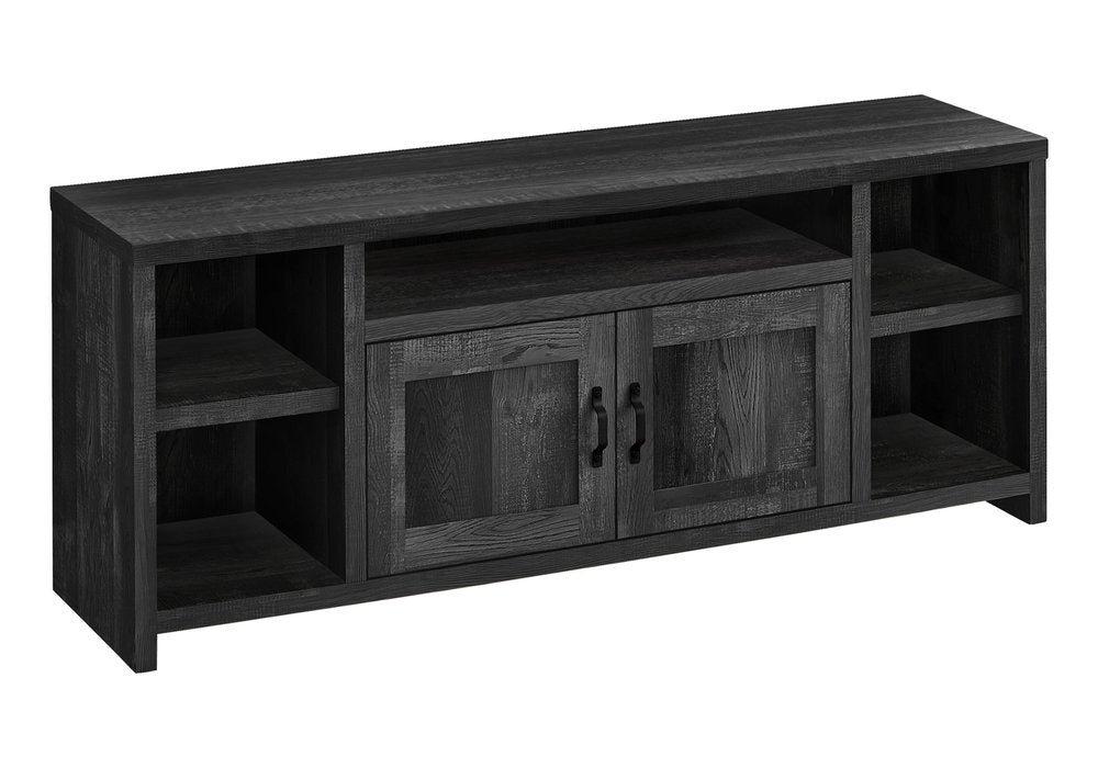 59" Black Cabinet Enclosed Storage TV Stand