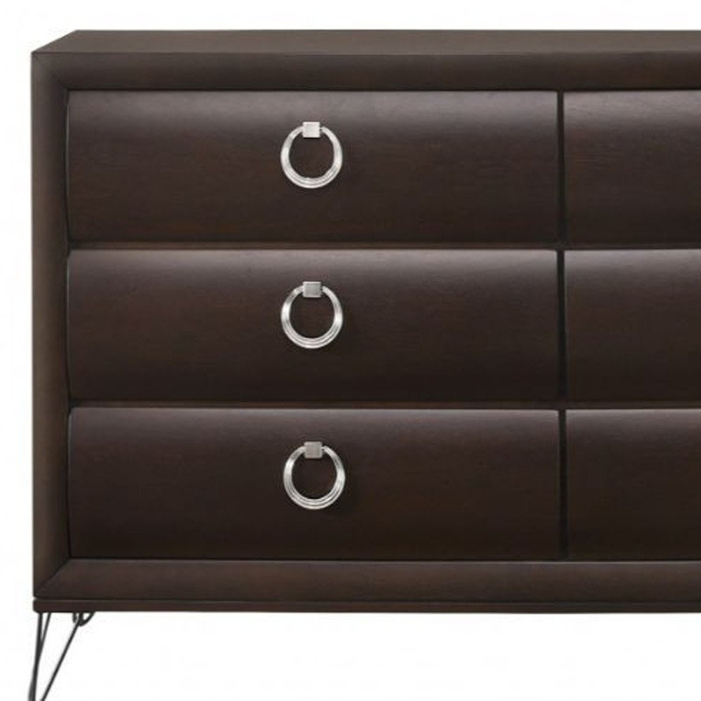 63" Merlot Wood Six Drawer Double Dresser