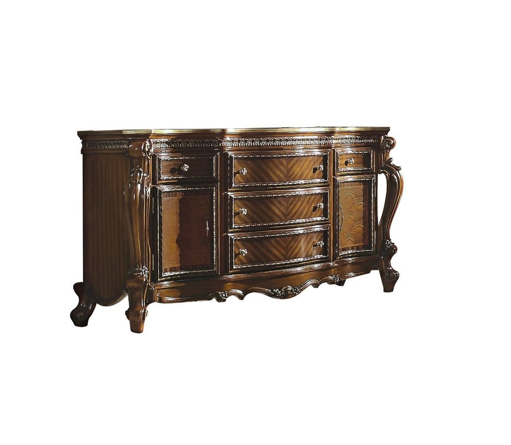 37" Brown Wood Two Door Five Drawer Combo Dresser