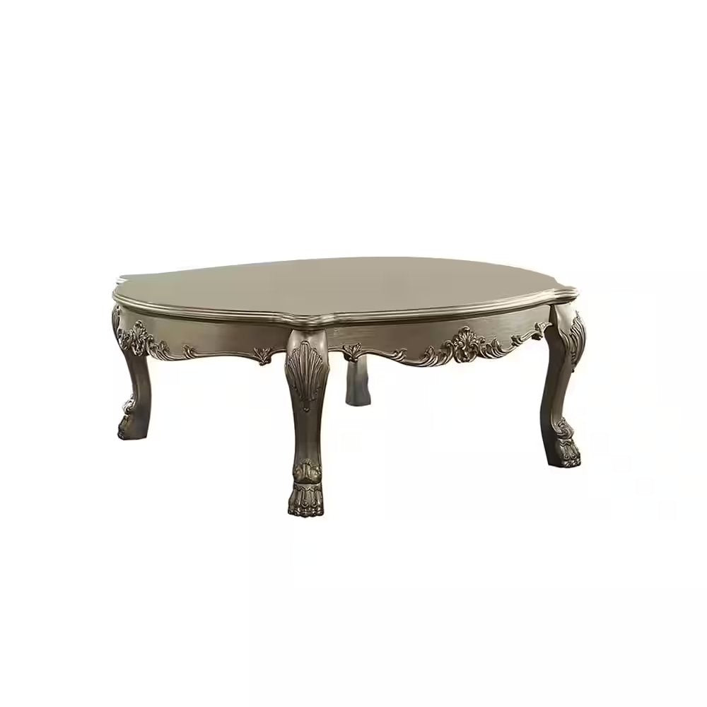 54" Gold and Bone Wood Coffee Table