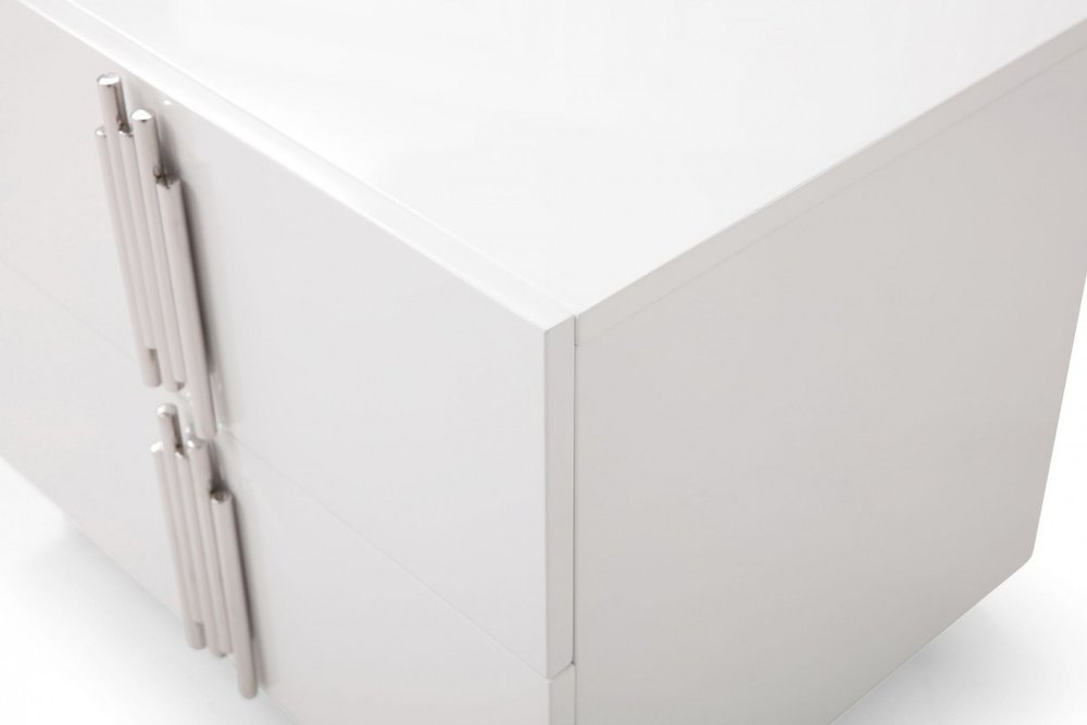 64" White Wood Six Drawer Double Dresser