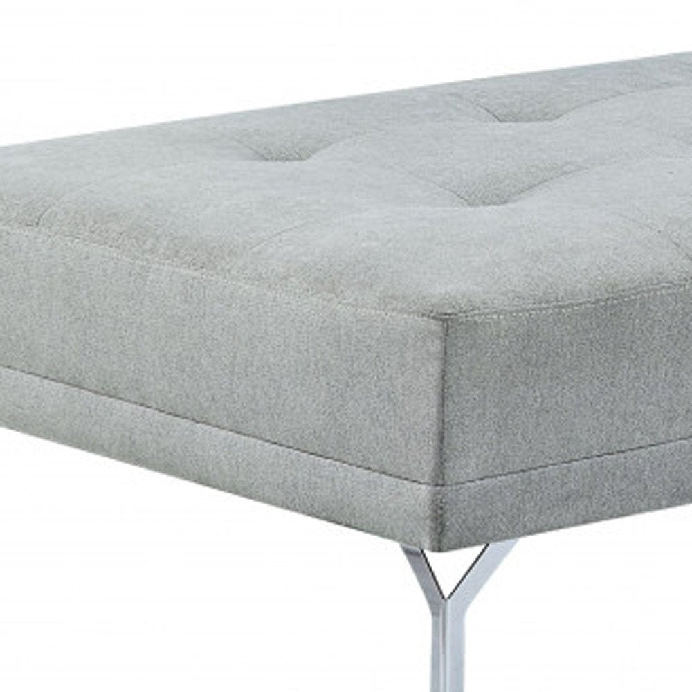 74" Gray Velvet Convertible Futon Sofa With Toss Pillow