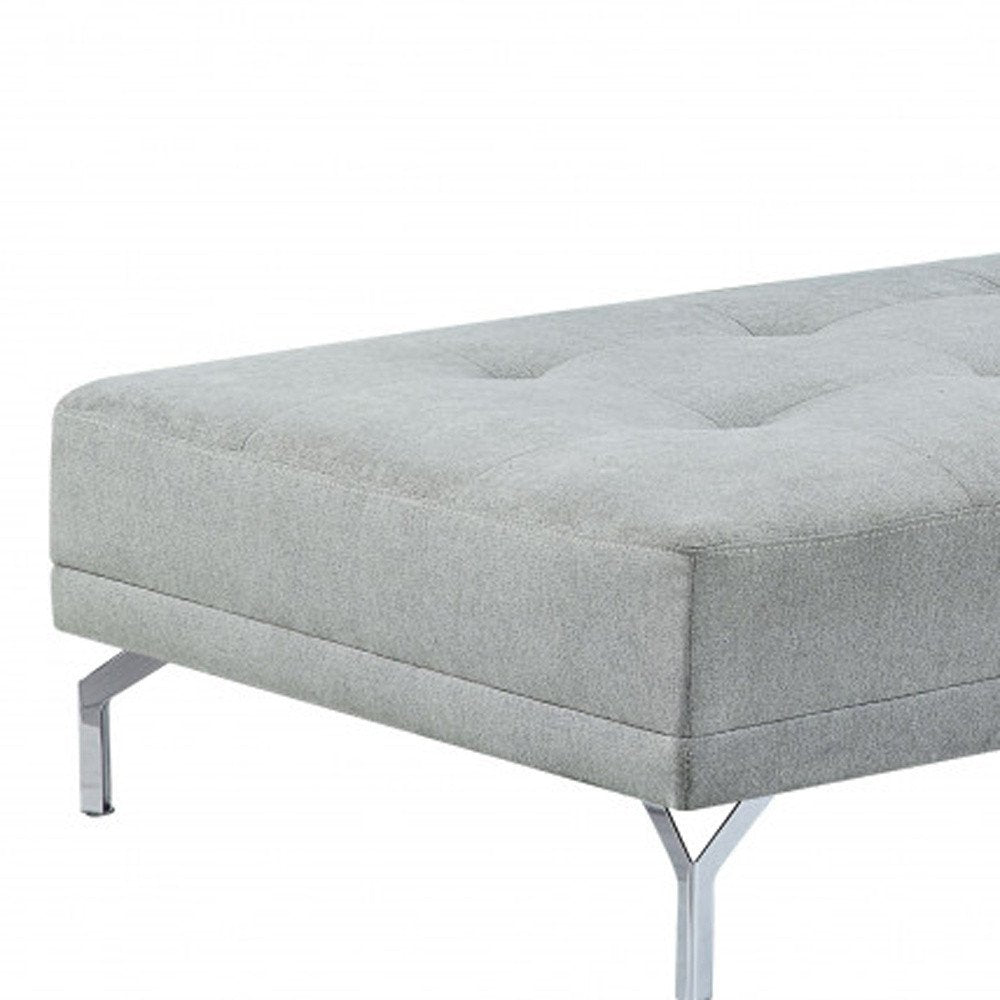 74" Gray Velvet Convertible Futon Sofa With Toss Pillow