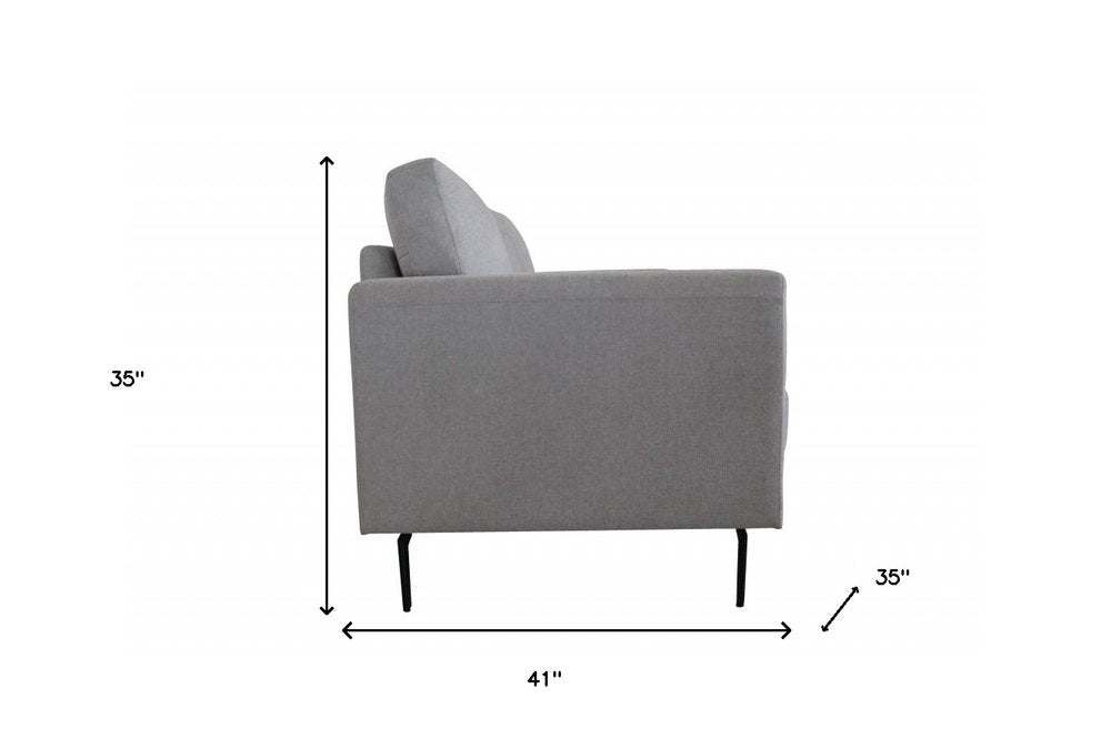 41" Light Gray and Black Linen Arm Chair
