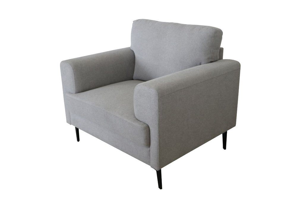 41" Light Gray and Black Linen Arm Chair