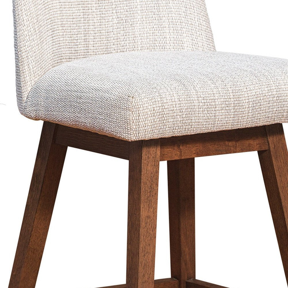 30" Beige And Brown Solid Wood Bar Height Swivel Bar Chair