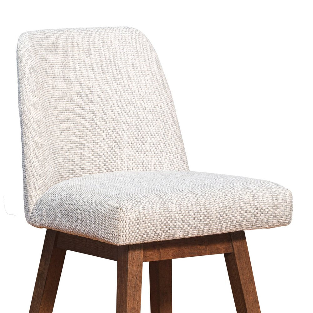 30" Beige And Brown Solid Wood Bar Height Swivel Bar Chair