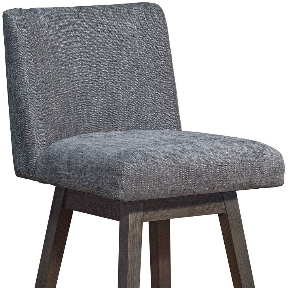 30" Gray And Brown Solid Wood Bar Height Swivel Bar Chair