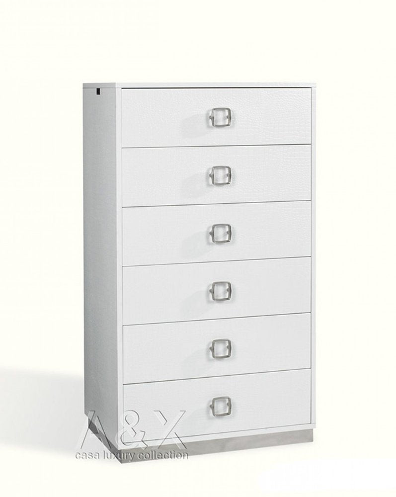 32" White Wood Six Drawer Dresser
