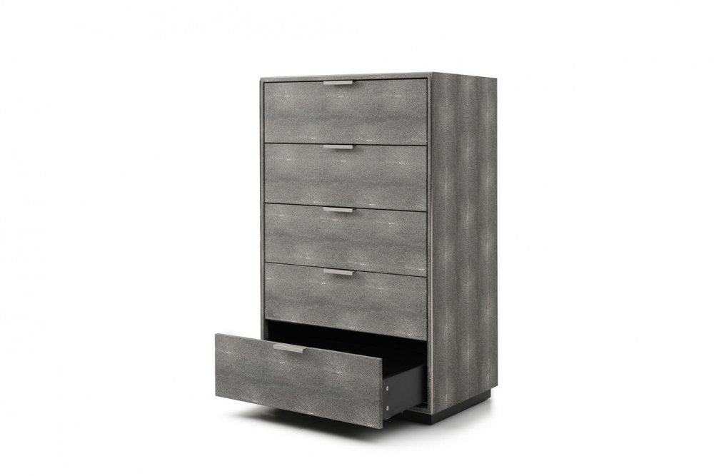 30" Gray Wood Five Drawer Dresser