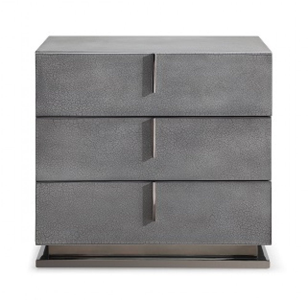22" Gray Solid and Manufactured Wood Three Drawer Nightstand