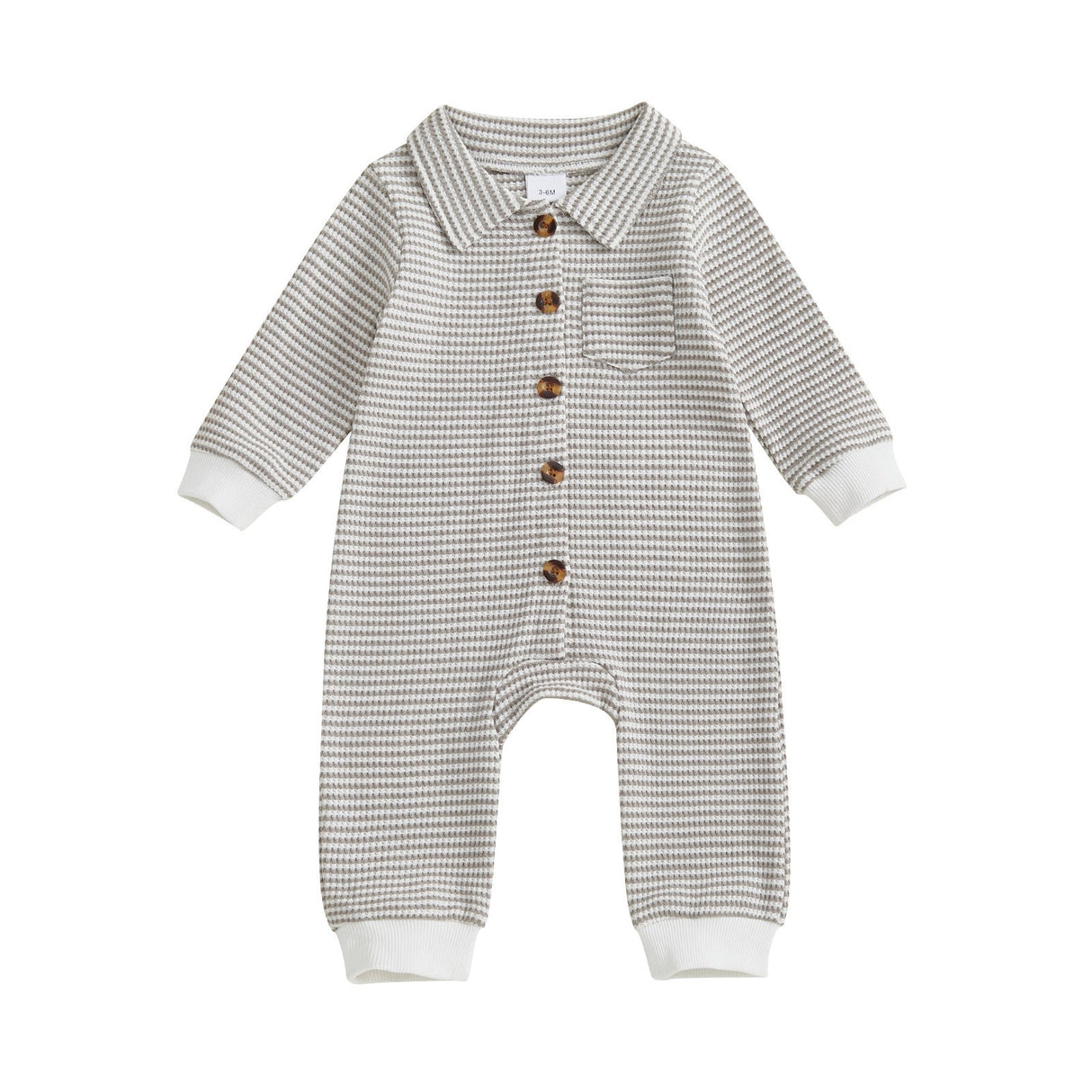 Babies' Jumpsuit Front Open Single-breasted Knitted Long Sleeve