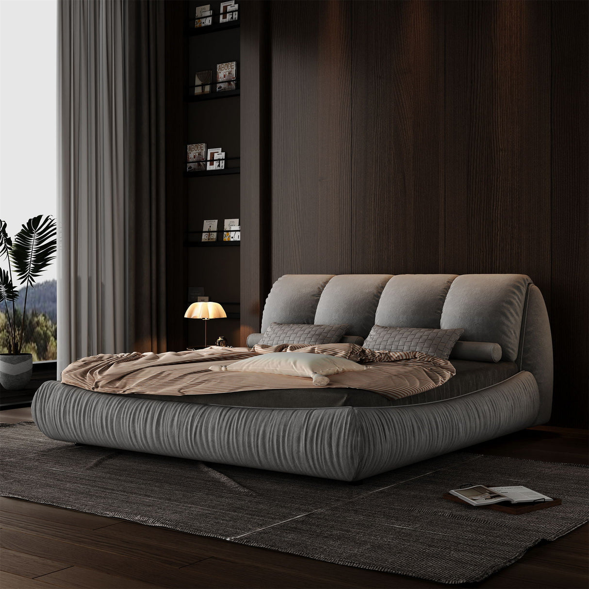 Luxury Upholstered Platform Bed With Oversized Padded Backrest And Solid Wood Frame by Couch.com