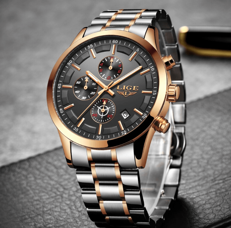Men's Waterproof Watch With Chronometers And Date Display Unique Design Perfect Gift