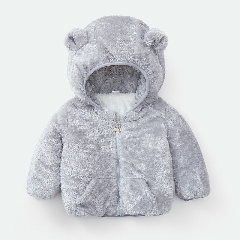 Modern Winter Fleece Children's Sweater Boys and Girls Hoodie Jacket Warm Baby Coat With Bear Ears