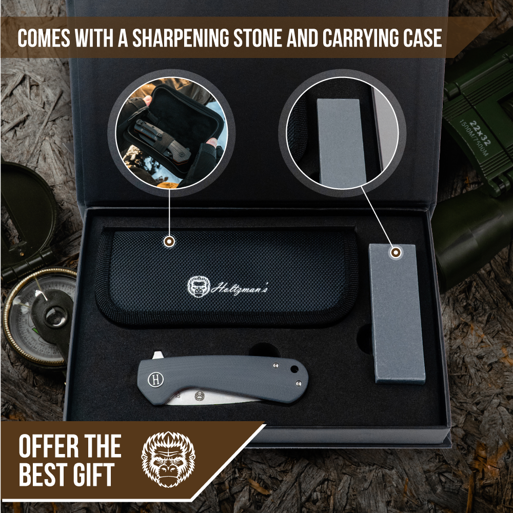 The Peasant Folding Pocket Knife Giftset for Men and Women (Red and Grey)