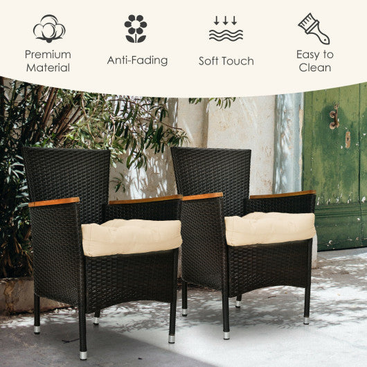 21 Inch x 21 Inch Patio Chair Seat Cushion Pads for Indoor and Outdoor-Beige