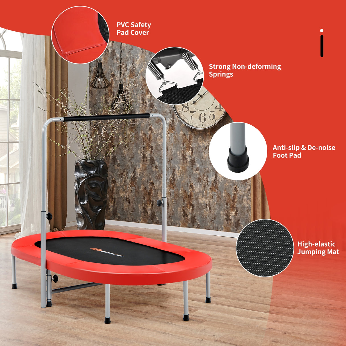 2-Person Foldable Mini Kids Fitness Rebounder Trampoline-Blue