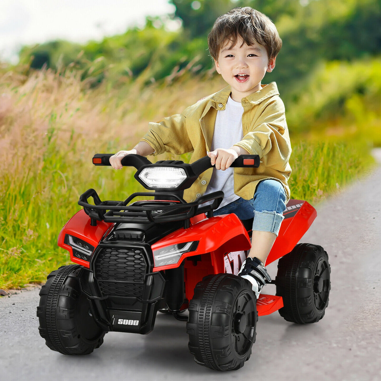 6V Kids ATV Quad Electric Ride On Car with LED Light and MP3-Green
