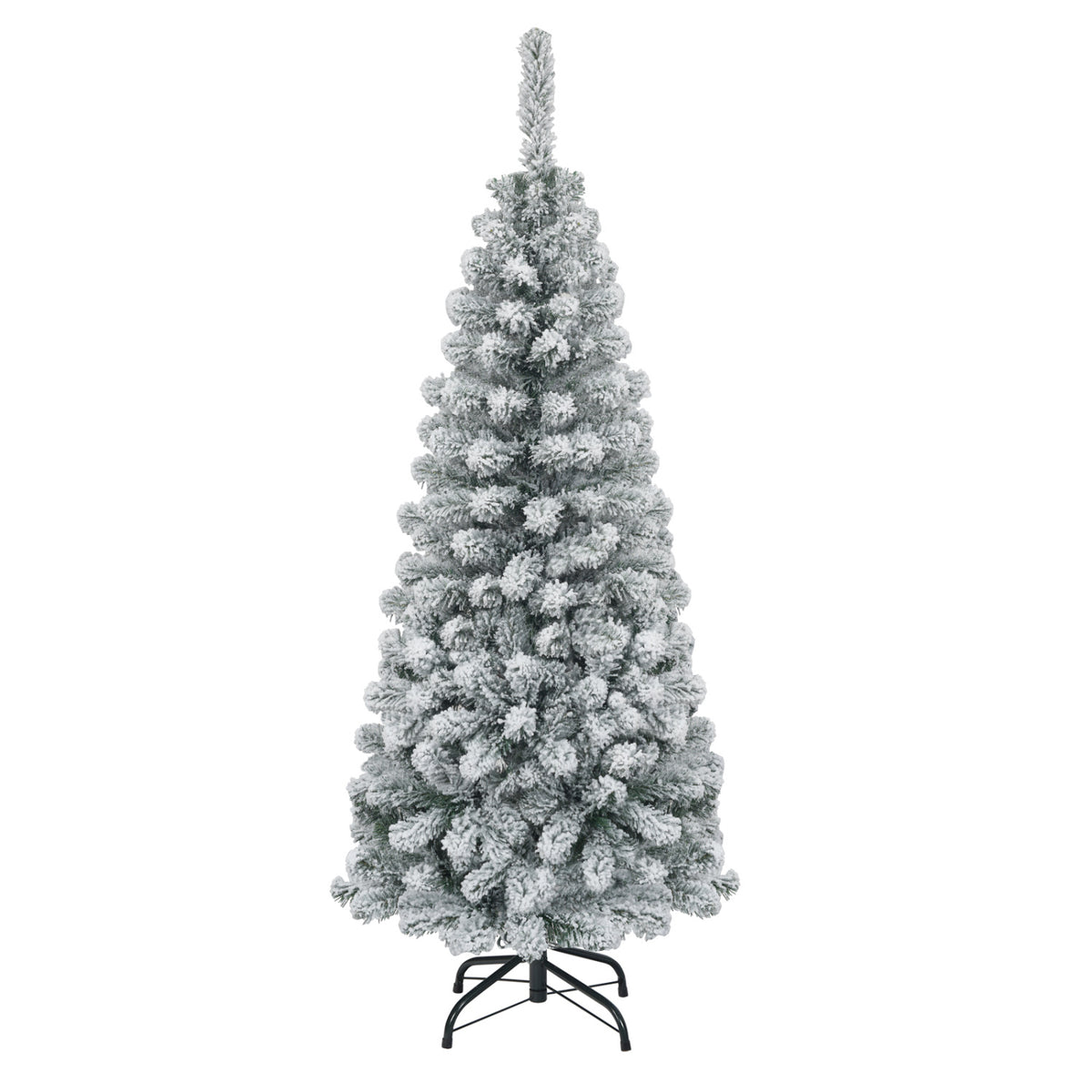 4.5 Feet Unlit Hinged Snow Flocked Artificial Pencil Christmas Tree with 242 Branch