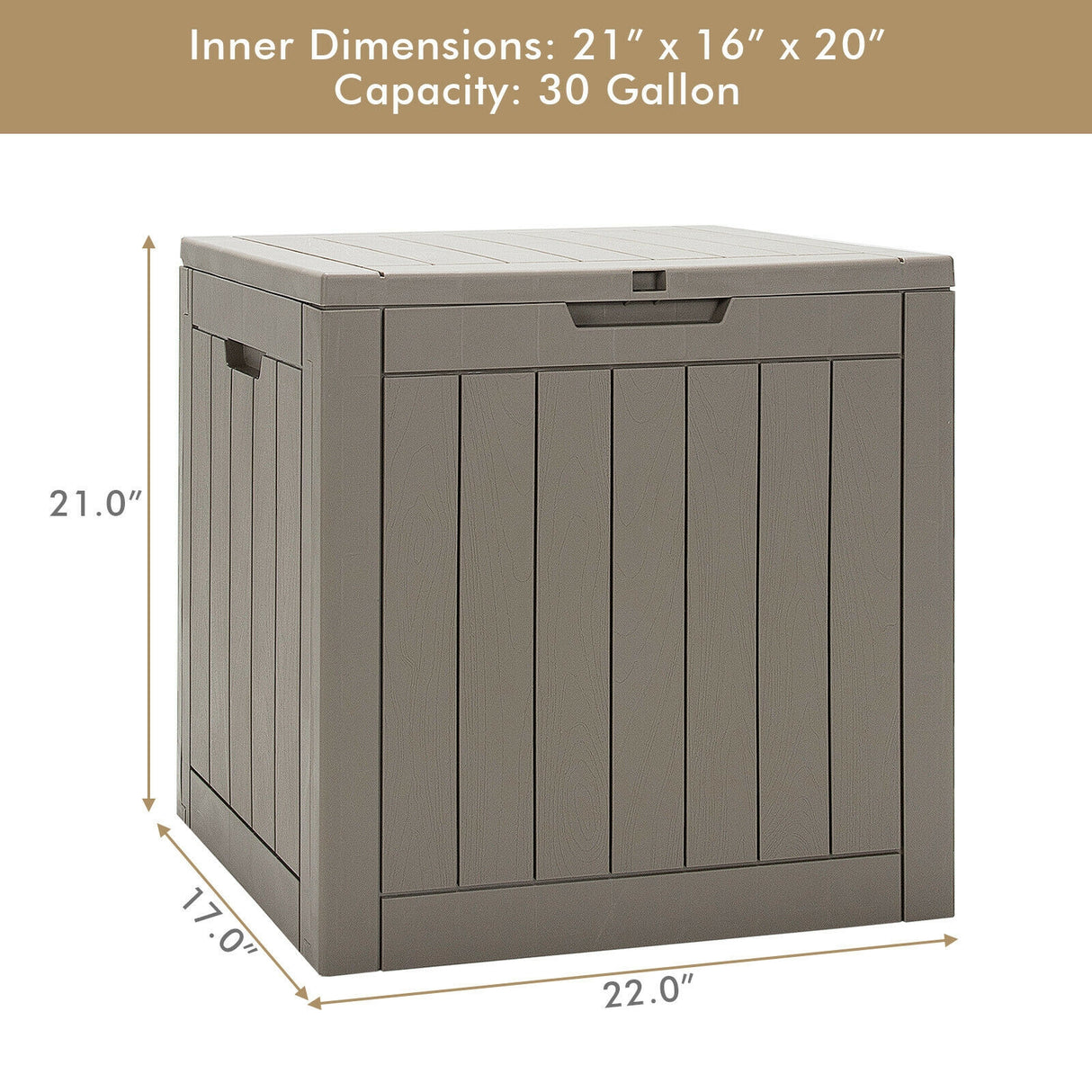 30 Gallon Deck Box Storage Container Seating Tools-Black