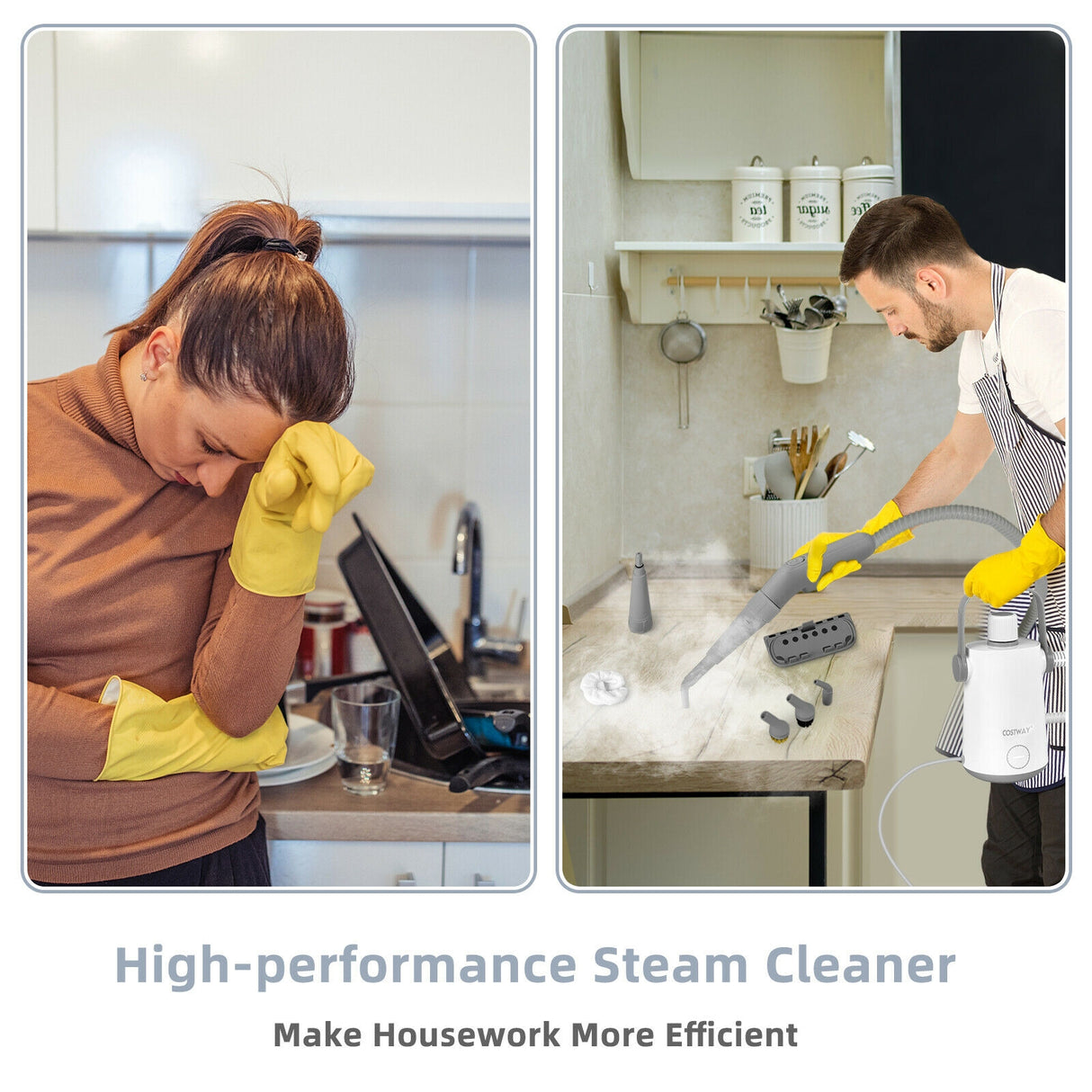1000W Multifunction Portable Hand-held Steam Cleaner with 10 Accessories-Green