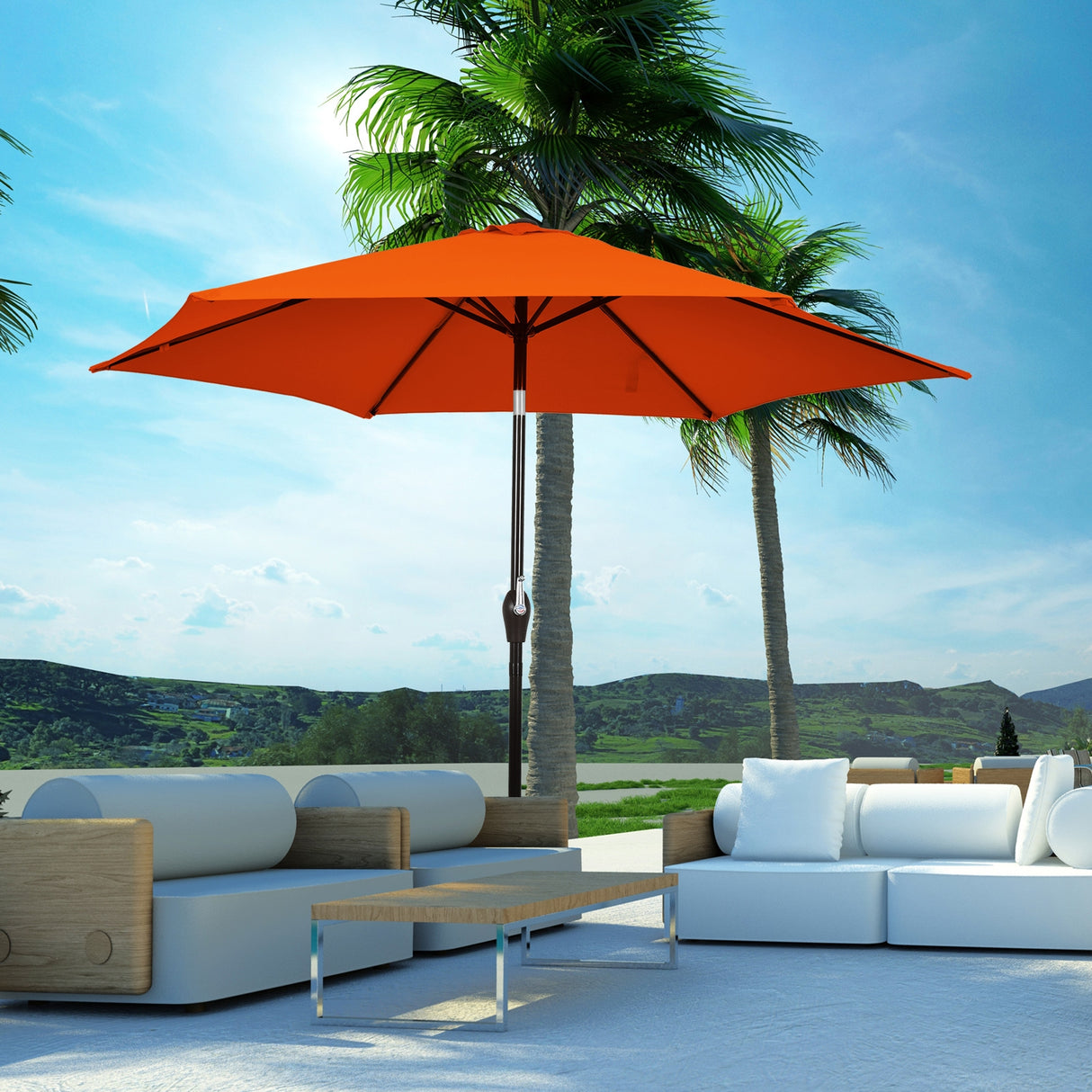 10 Feet Outdoor Patio Umbrella with Tilt Adjustment and Crank-Dark Red