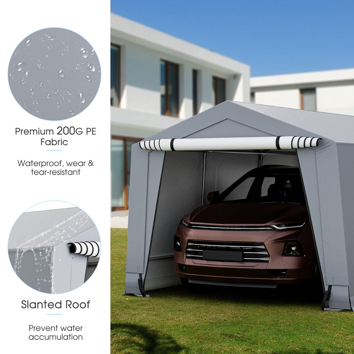 10 x 16/10 x 20 Feet Outdoor Heavy-Duty Carport with 2 Doors-10 x 20 ft by DirectDeals